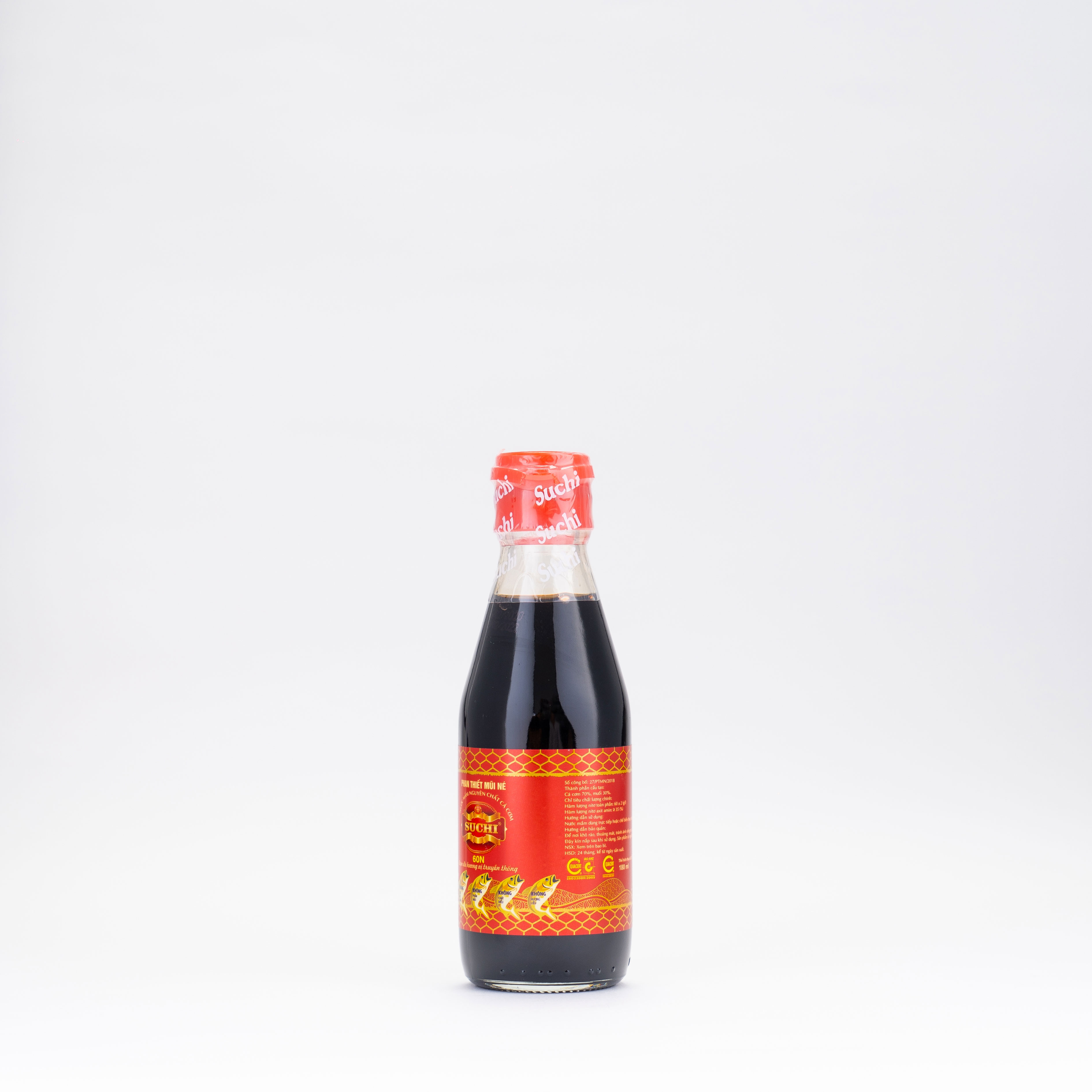 Hộp 6 Chai 60 Đạm x 180ml Nước Mắm Cá Cơm Truyền Thống có US FDA Xuất Khẩu Suchi 60N 180ml