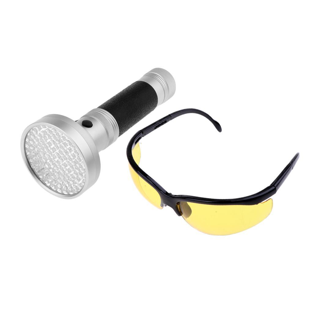 395NM 100 LED UV Flashlight + Protect Goggles