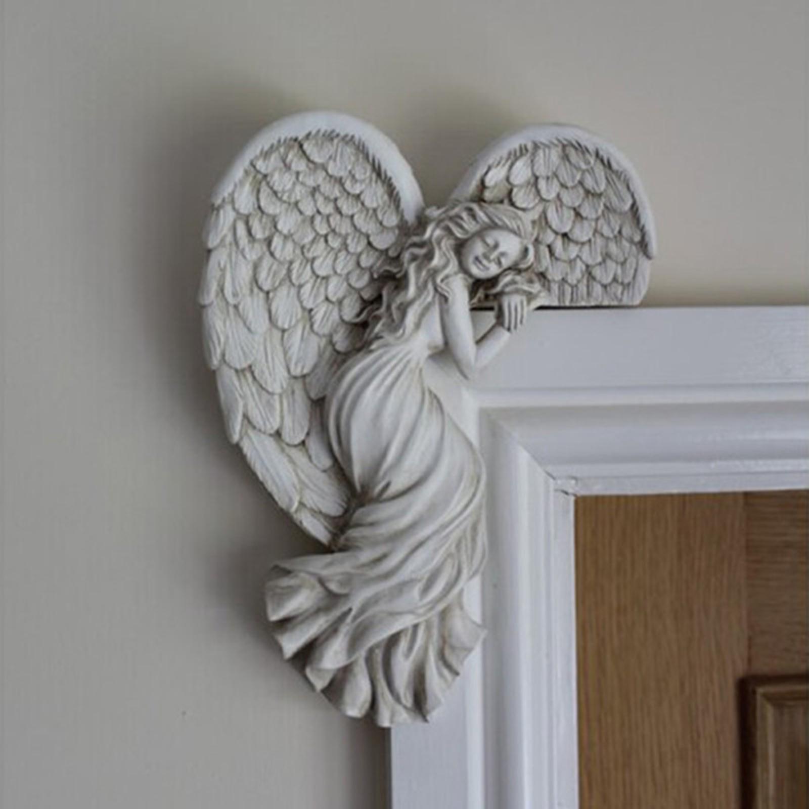 Angel Wings Wall Decoration, Antique Hanging Resin Angel Wings, Wall Art Décor Sculpture for Home Bedroom Living Room Garden Fairy