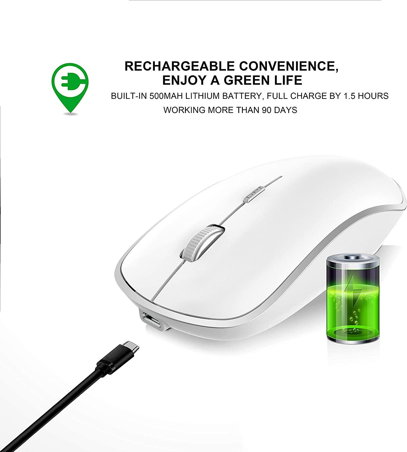 Chuột Không Dây, Cực Sạc Chuột Không Dây Với Bộ Thu USB, 3 DPI Có Thể Điều Chỉnh Dành Cho Máy Tính Xách Tay Máy Tính Chromebook, Hồng-Xanh Dương