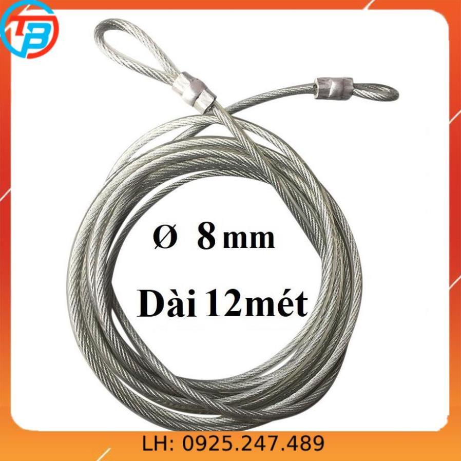 Dây cáp khóa xe bọc nhựa Phi 8mm - Dài 12 mét CÁP THÉP Thái Bình VinàN