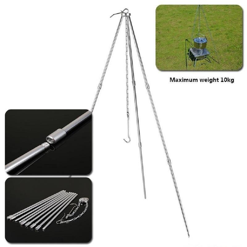 3-section Outdoor Campfire Tripod Camping Supplies Portable Hanging Pot Picnic