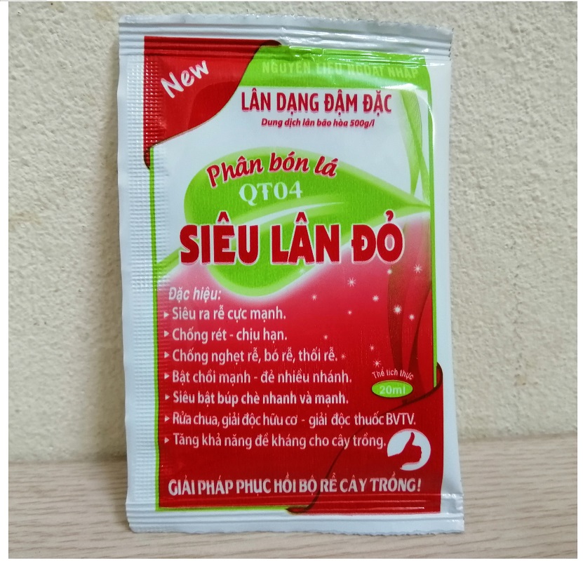 ComBo 5 Gói Phân Bón Lá QT04 Siêu Lân Đỏ, Siêu Ra Rễ Cực Mạnh, Chống Rét, Bật Chồi Mạnh Gói 20Ml