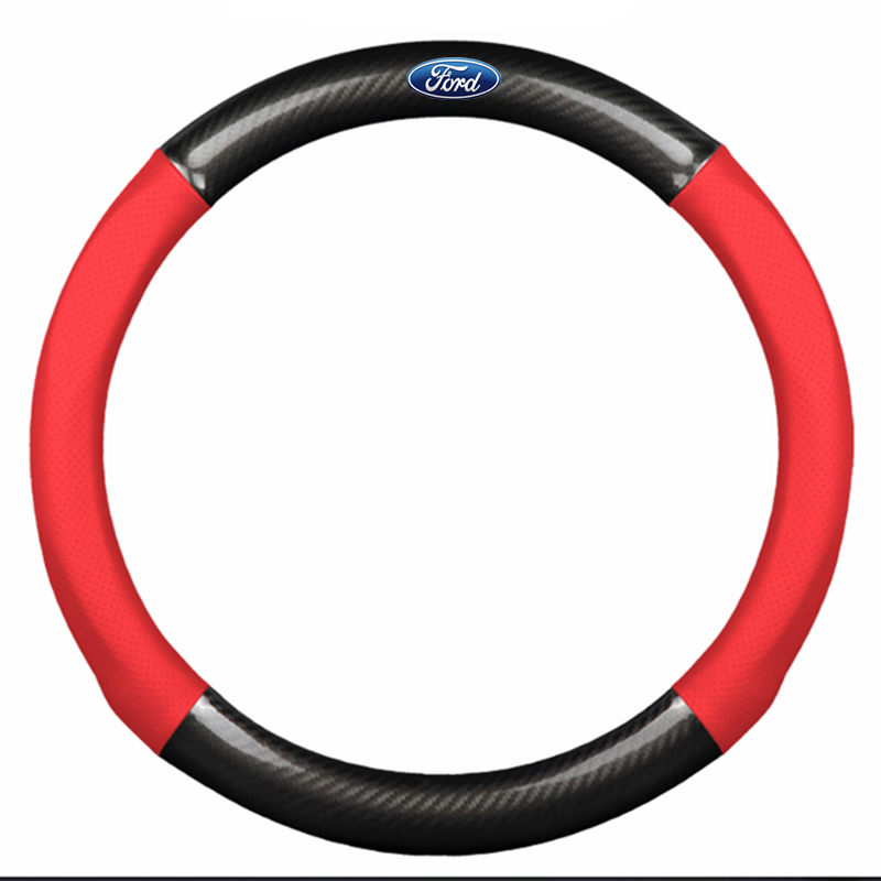 Bọc vô lăng TTAUTO cho xe ô tô chất liệu da vân carbon cao cấp có logo FORD