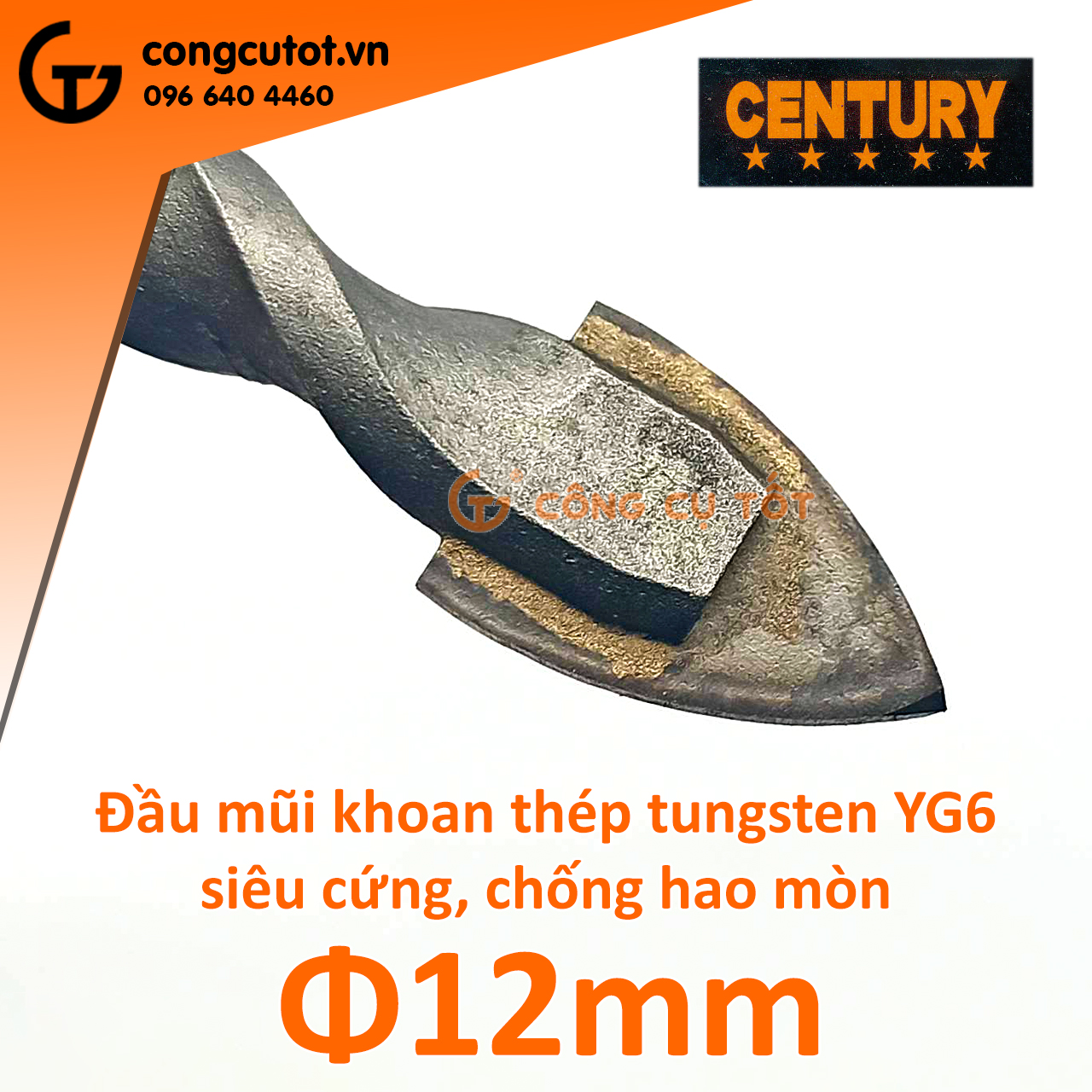 Mũi khoan đa năng chuôi lục Century thép YG6 chống hao mòn 12mm