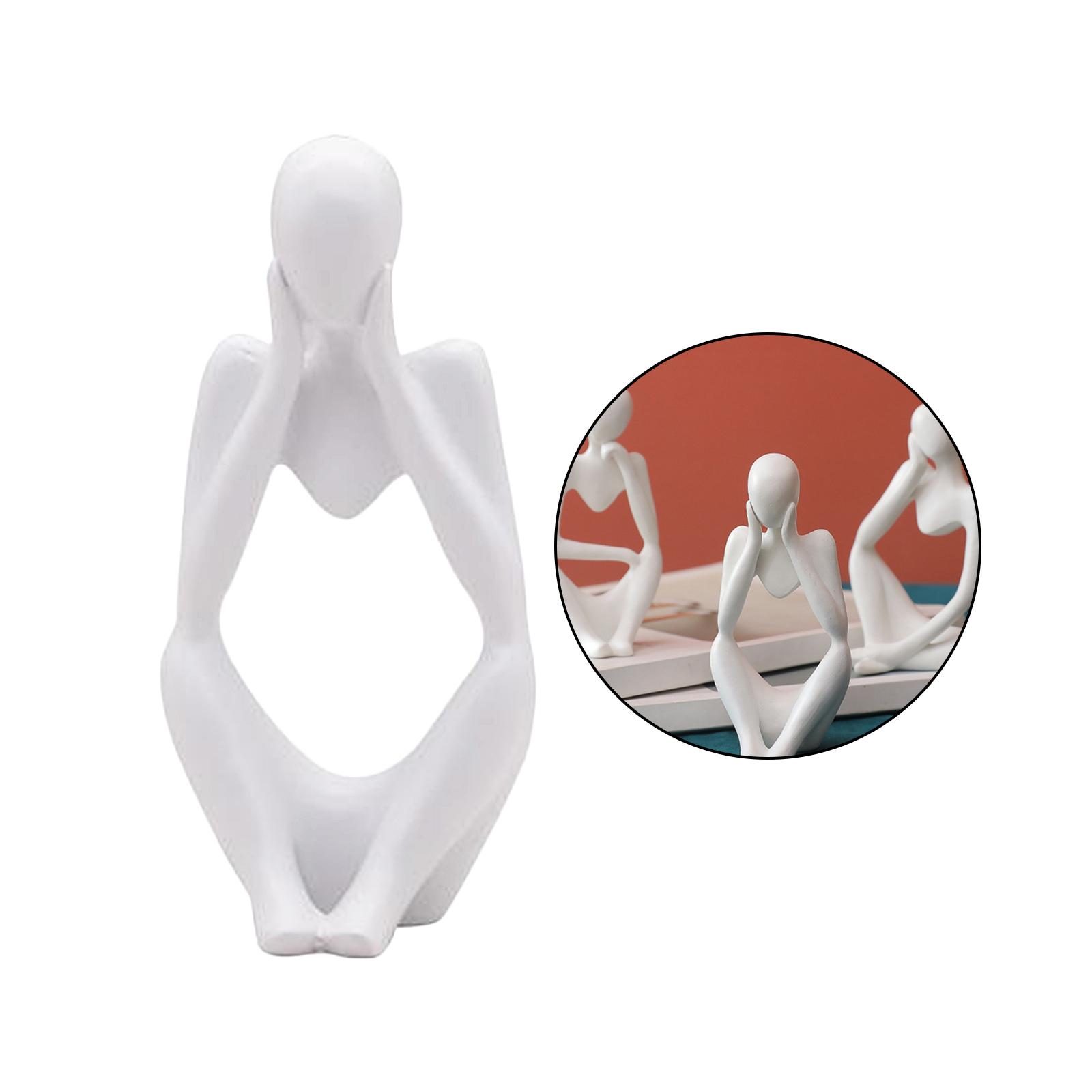 2Pcs Abstract Thinker Sculpture Resin Figurine Characters Statues Home Decor