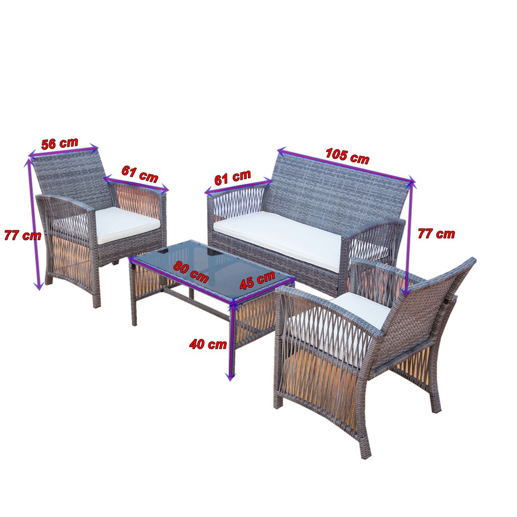 WEGO Bộ bàn ghế sân vườn/ Ban Công/ Hồ bơi -  3 GHẾ NGỒI // Outdoor Furniture Rattan Chair Set Rattan Sofa 3 Seater Garden Table and Chair