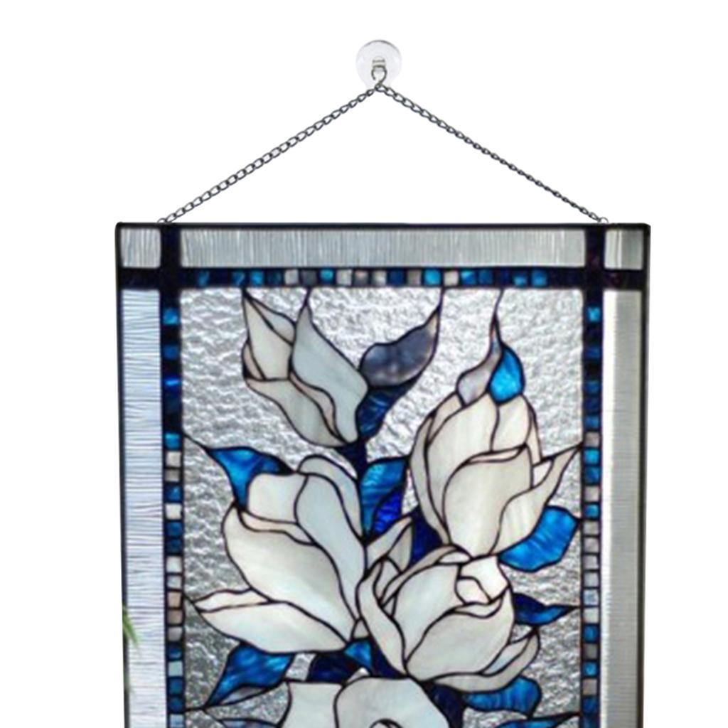 2x Stained Glass Window Panel  Handcrafted  w/ Chain