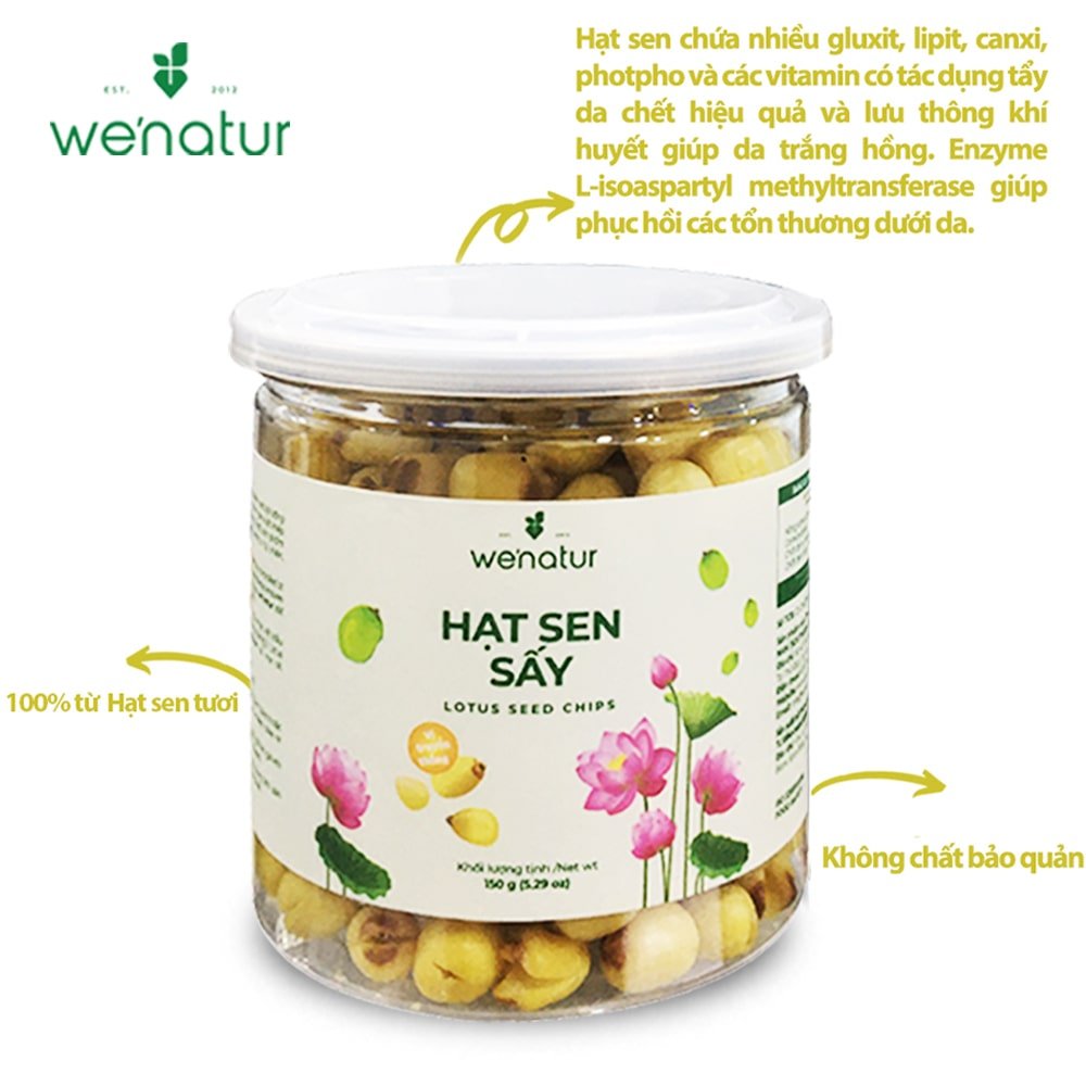 [Combo 2 Hũ] Hạt Sen Sấy Tự Nhiên Không Đường we'natur 150g