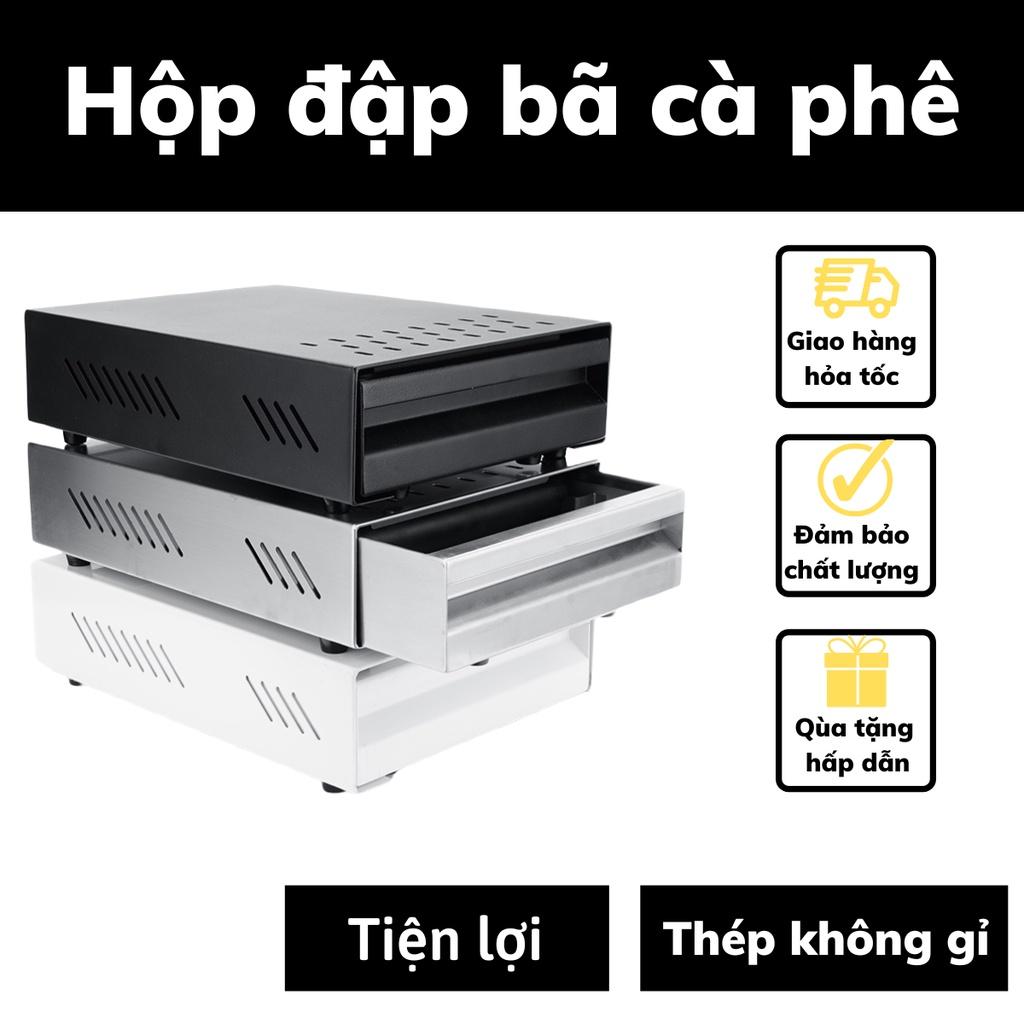 Dụng cụ pha chế hộp đập bã cafe chất liệu thép không gỉ tiện lợi ngăn kéo thép có thể ra kéo vào