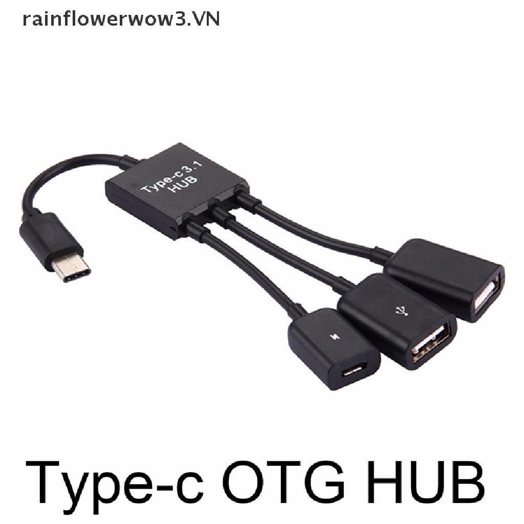 Cáp chuyển đổi hub OTG micro USB Type-c 3.1 sang USB 2.0 3 trong 1