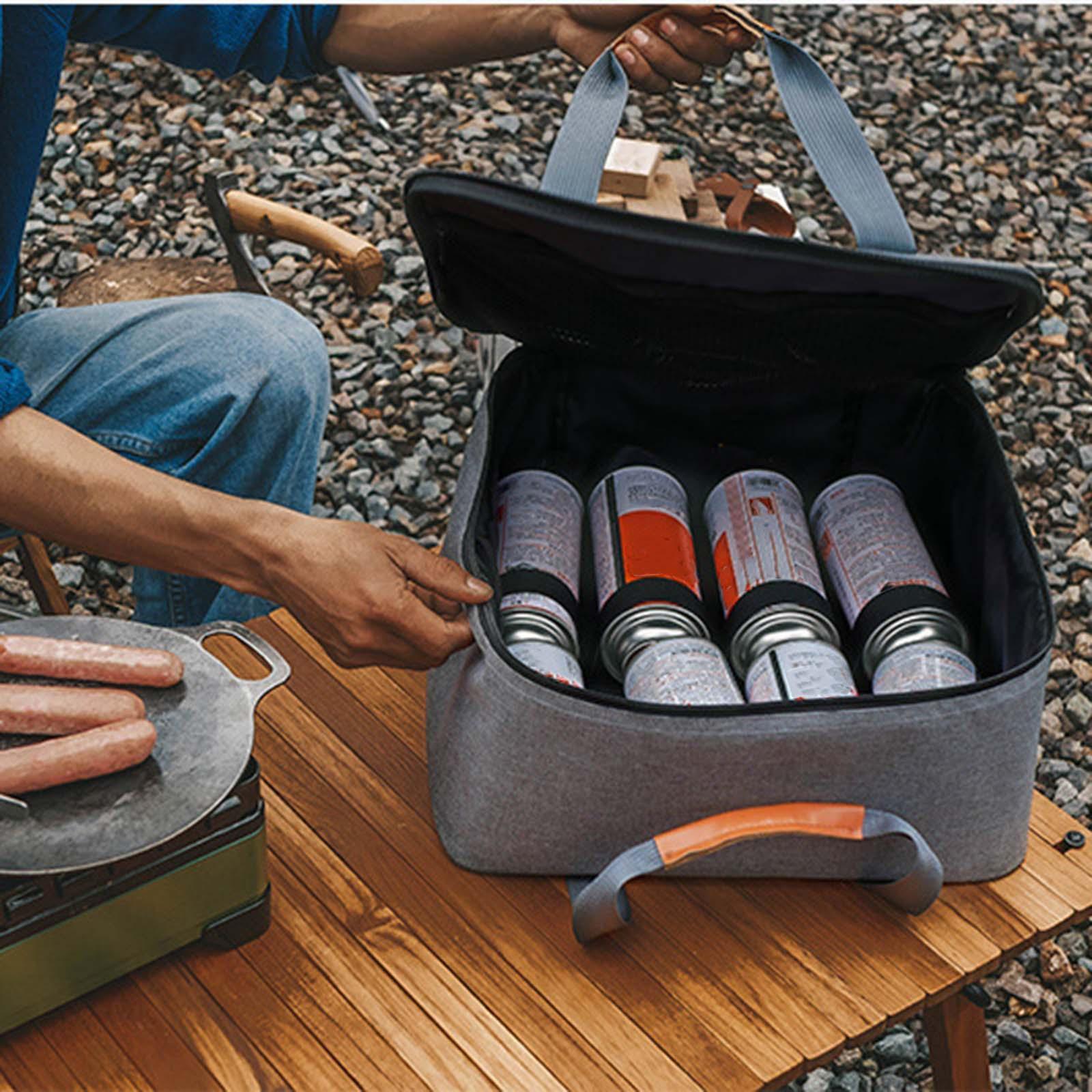 Gas Tank Storage Bag Camping Carry Bag Net Pocket with PU Handle Gas Canister Bag Grill Carrying Bag for Road Trip Party Camping
