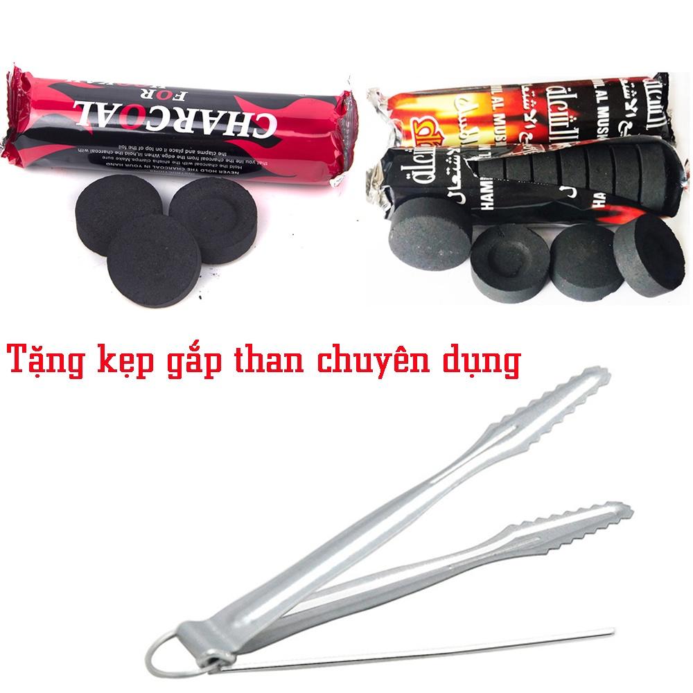 Combo Kẹp gắp than và Than hoạt tính đốt trầm, nhựa cây, bột hương