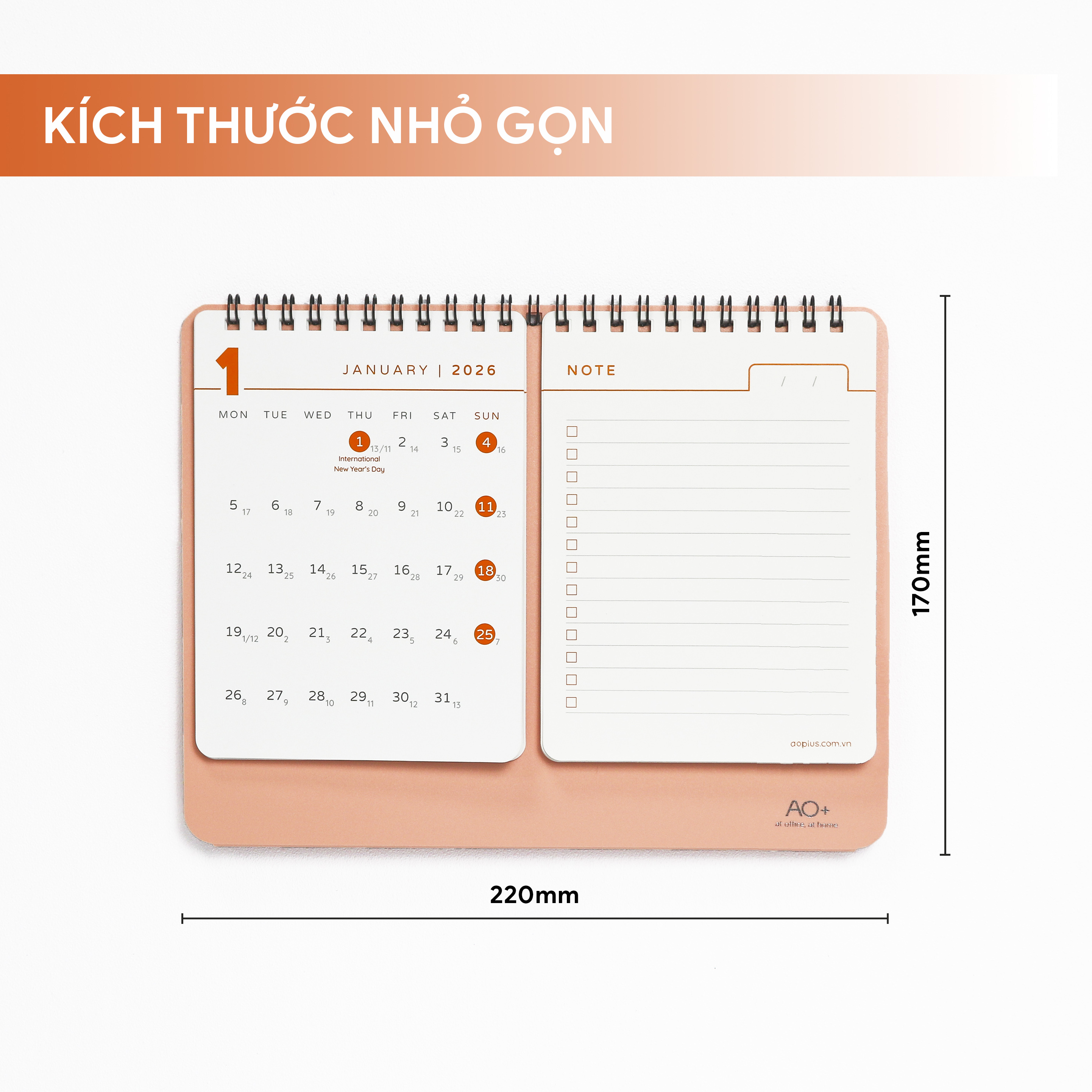 Lịch để bàn todo 2026 có lịch âm, ghi chú lập kế hoạch tiện lợi (Đế nhựa /6 màu) AA615