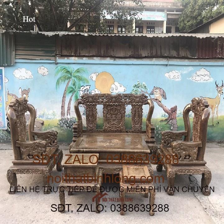 Bộ Bàn Ghế Minh Quốc Voi Gỗ Mun Đuôi Công VIP