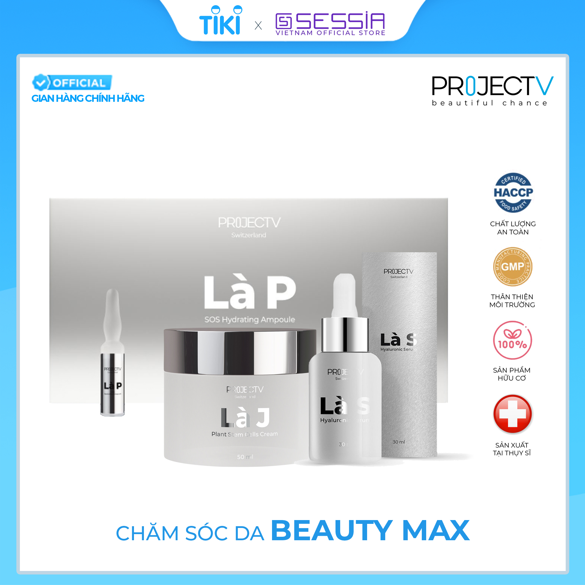 Bộ Mỹ Phẩm Cao Cấp BEAUTY MAX (Là J + Là P + Là S) Beauty Hit - PROJECT V - Công Thức Sáng Khỏe &amp; Trẻ Hóa Làn Da - Xuất xứ Thụy Sĩ, Hàng Chính Hãng