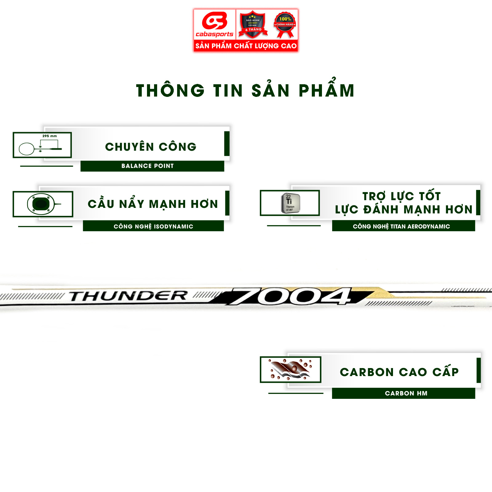 Vợt cầu lông Prokennex THUNDER 7004 chính hãng giá rẻ chuyên công (1 CÂY) - Tặng kèm quấn cán