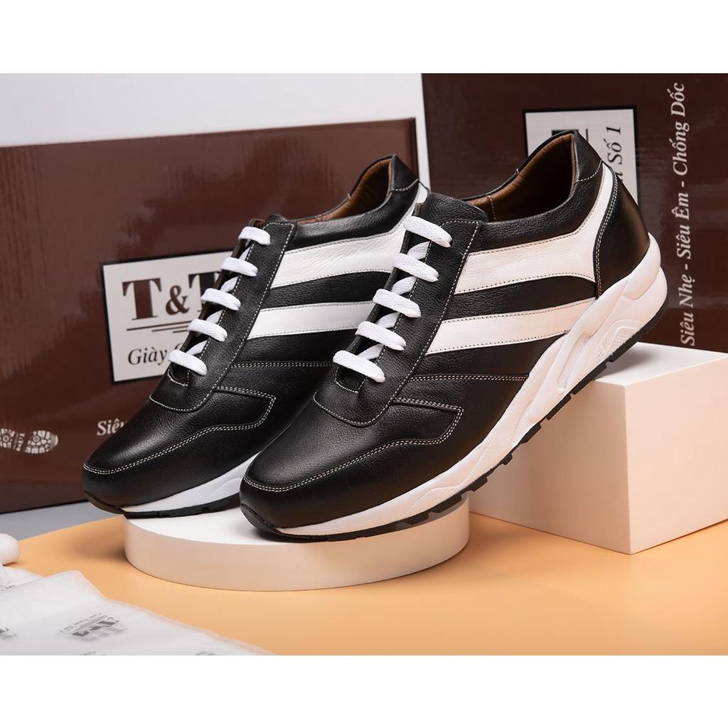 Giày Cao Nam T&TRA Cao 6Cm- T20 Đen Cao - Chất Liệu Da Bò Cao Cấp Đế và Lót Tăng Chất Liệu EVA Siêu Nhẹ