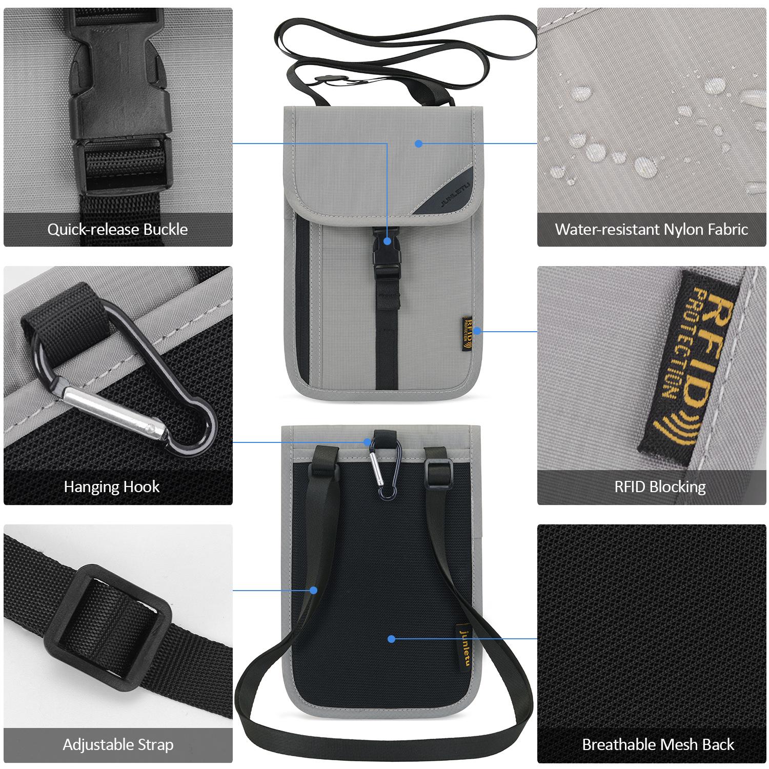 Ví đeo cổ đựng hộ chiếu có ngăn chặn RFID