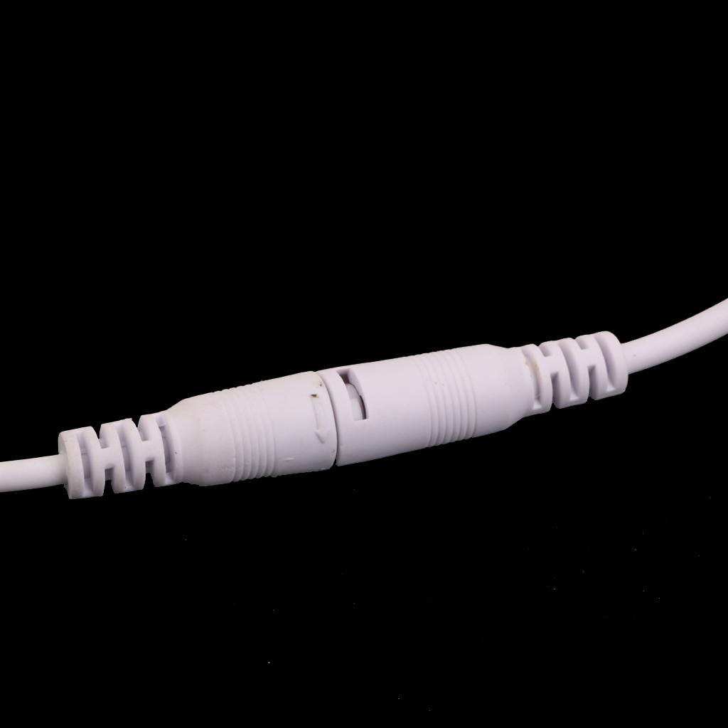 DC 5.5X2.1 Female Male Adapter Cable Wire for CCTV Camera Monitor 2pcs White