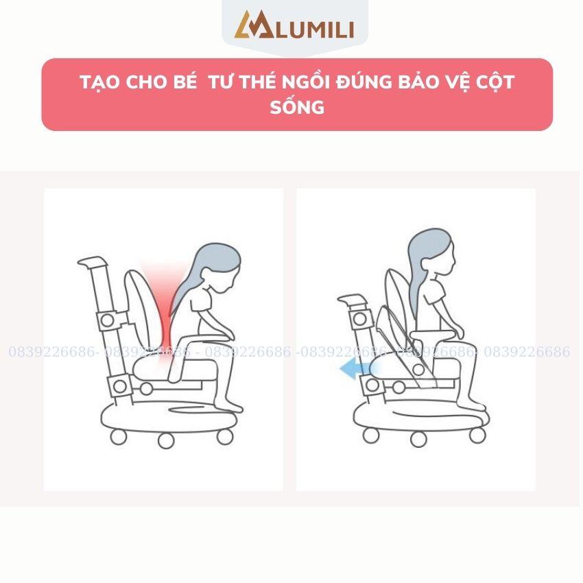 ghế chống gù chống cận thông minh trẻ em Lumili M6 tạo tư thế ngồi đúng bảo vệ cột sống