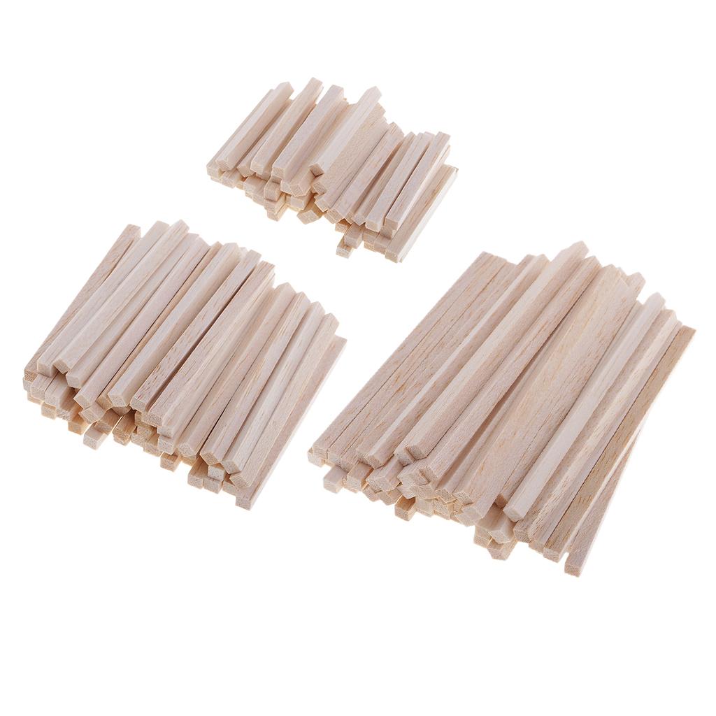 2x50 Pieces Square Balsa Wood Stick Unfinished Woodcraft Stick Dowel Rod 50mm