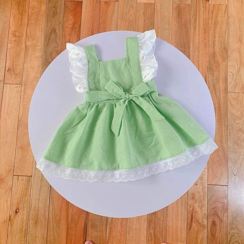 váy trẻ em ̣̆ LINA KIDS- Váy THIẾT KẾ CHO BÉ GÁI- VÁY CARO XANH NGỌC