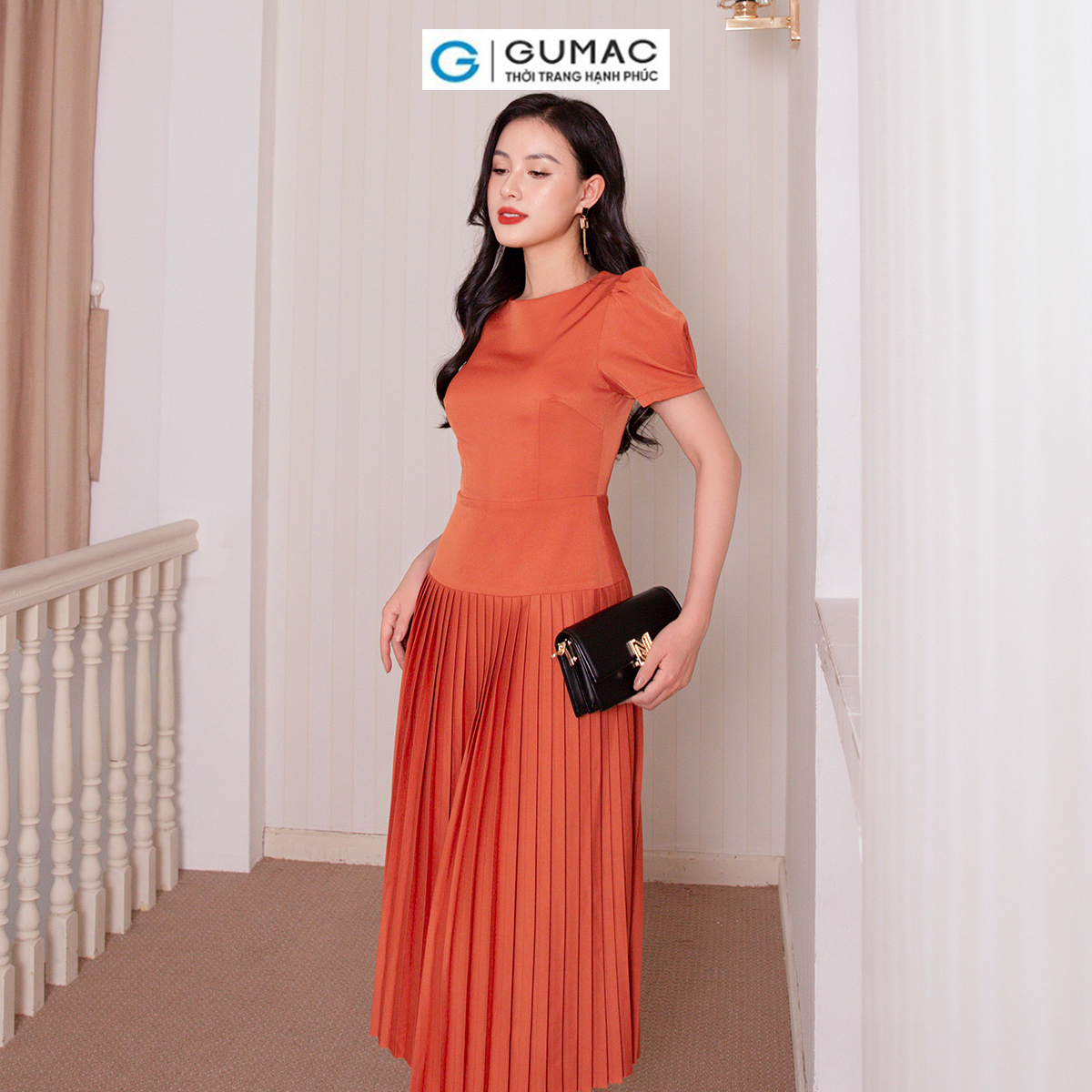 Đầm A dập ly thời trang GUMAC DD10055