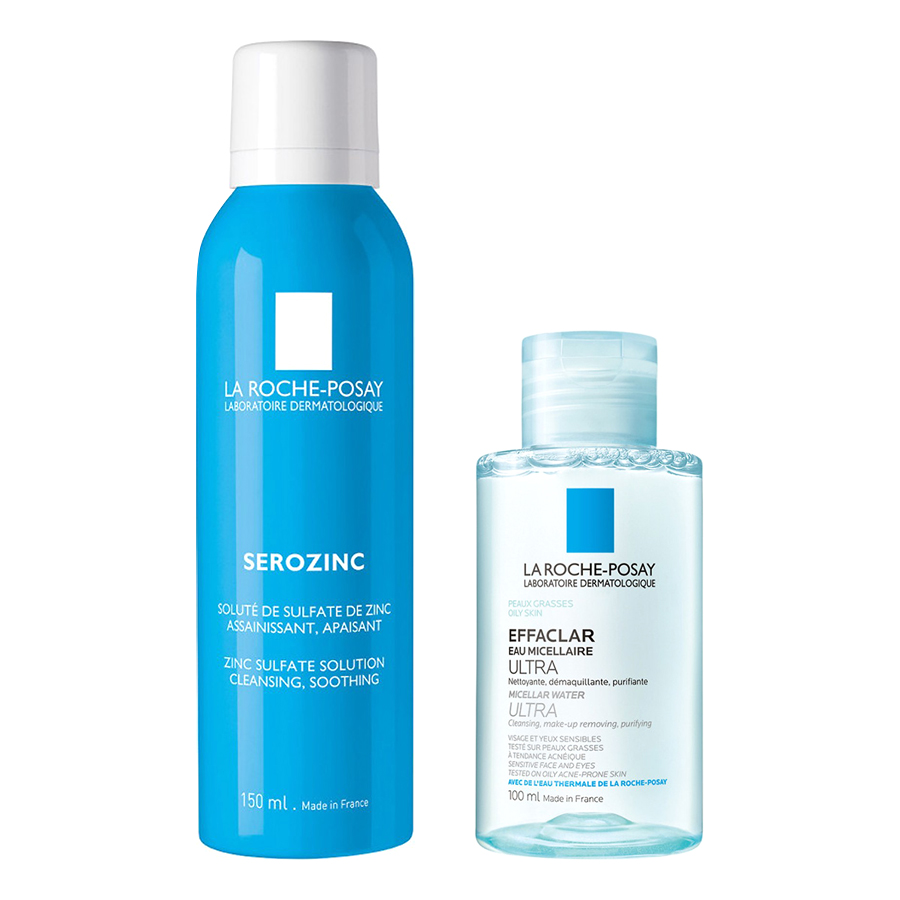 Bộ chăm sóc da Nước Tẩy Trang Làm Sạch Sâu & Kiểm Soát Bã Nhờn Cho Da Dầu Nhạy Cảm La Roche-Posay Micellar Water Ultra Oily Skin  + Nước Khoáng Giúp Làm Sạch Và Dịu Da Dành Cho Da Dầu Mụn La Roche-Posay Serozinc