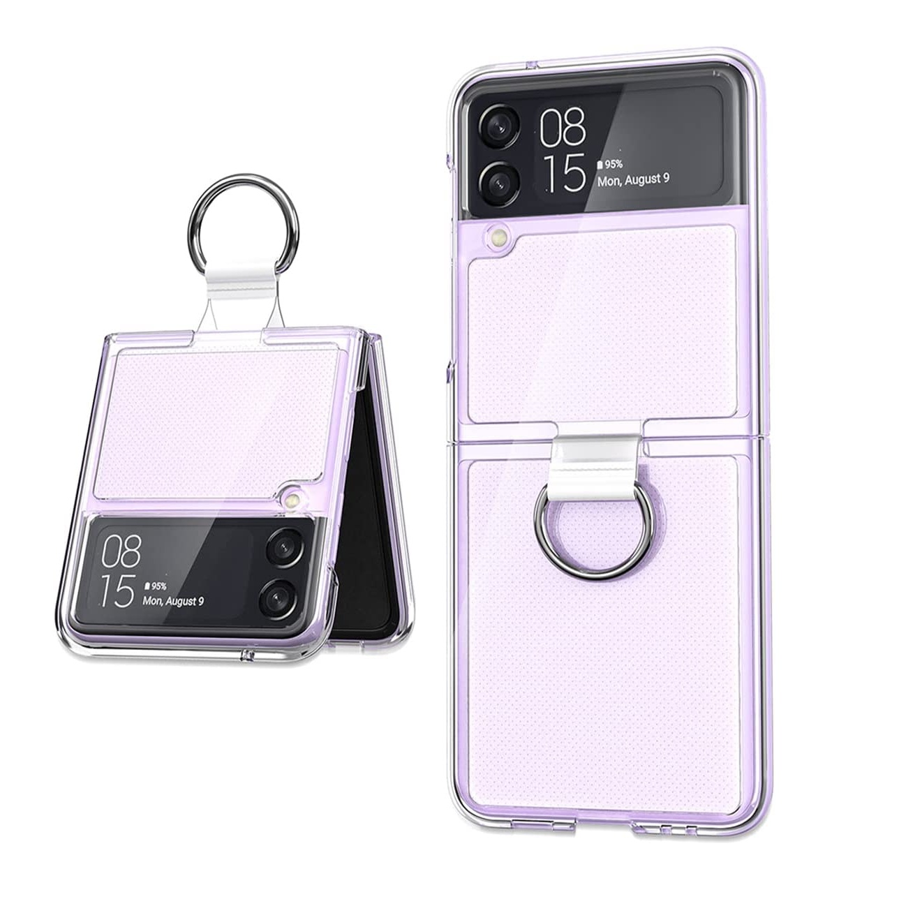 Ốp lưng chống sốc trong suốt kèm iring cho Samsung Galaxy Z Flip 4 hiệu Likgus Cover Ring  - hàng nhập khẩu