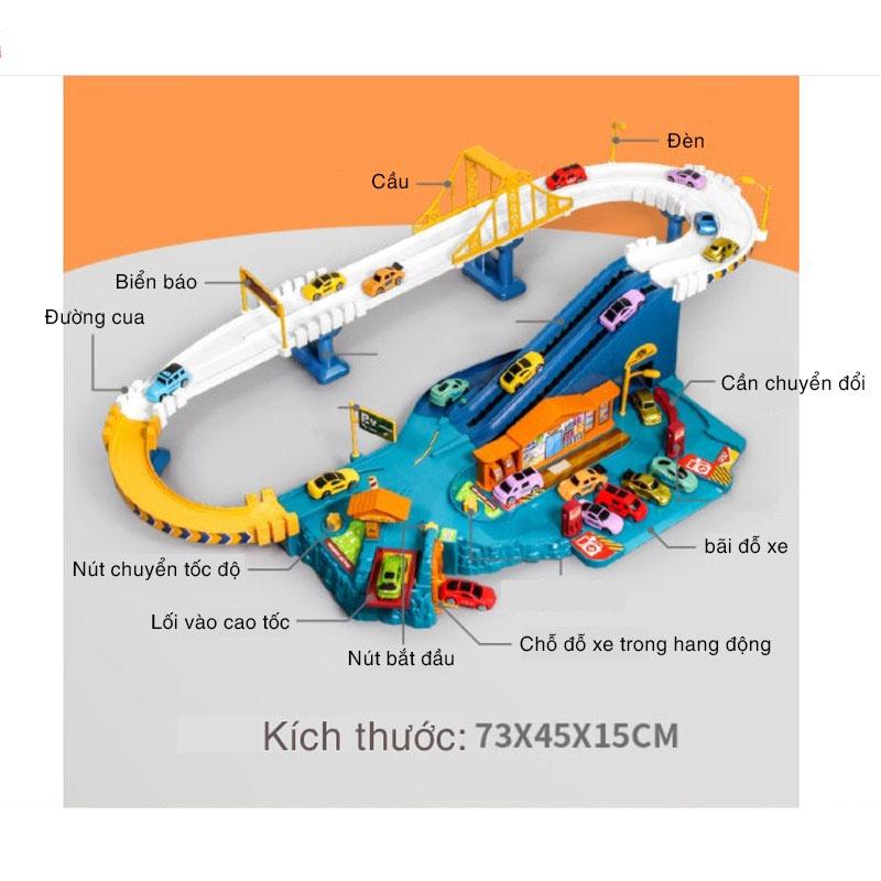 Đồ chơi Garage đỗ xe, đường đua tốc độ, đường hầm khủng long,tòa tháp sky tower cho bé