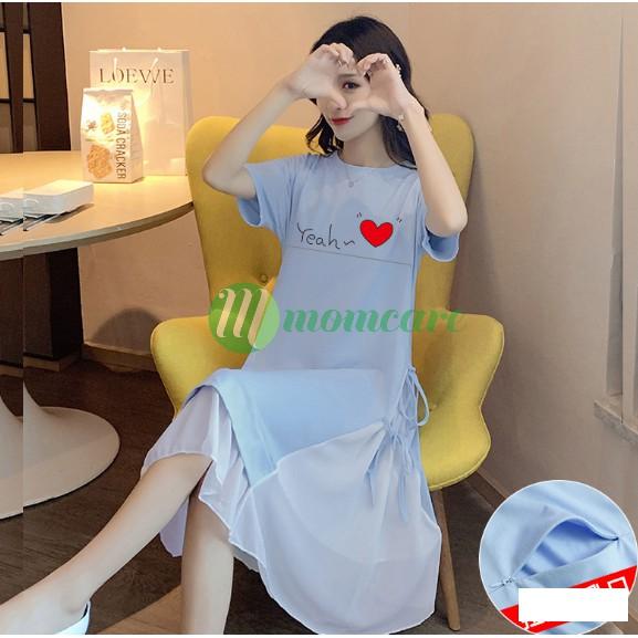 Váy bầu xinh công sở COTTON 2 MÀU - Đầm bầu sau sinh cho con bú ti - Đầm bầu cho mẹ thời trang đẹp dự tiệc Bigsize