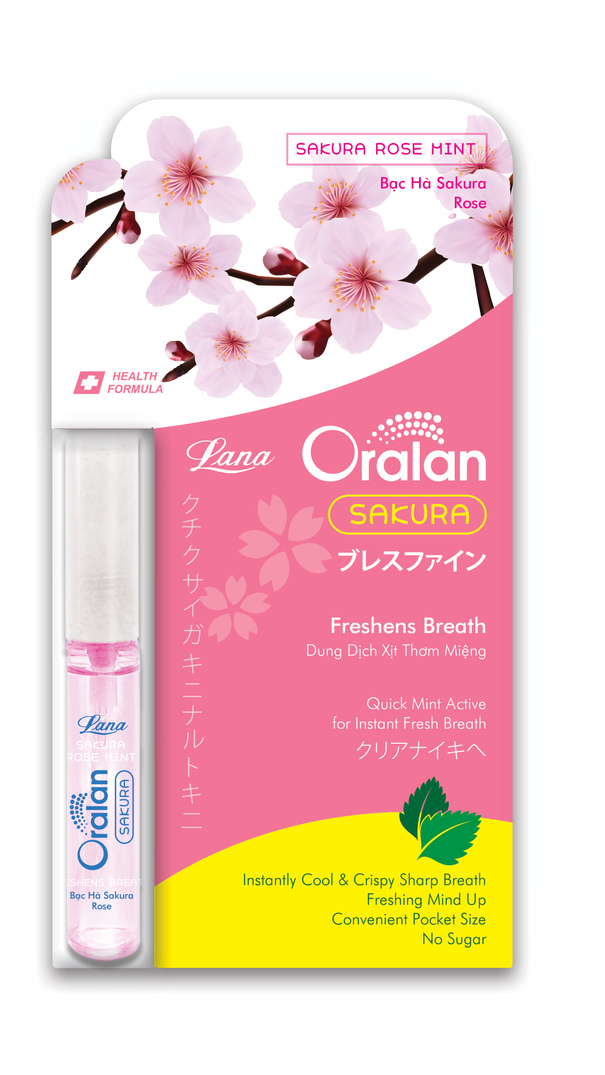 Dung Dịch Xịt Thơm Miệng ORALAN SAKURA-Bạc Hà Rose 8ml