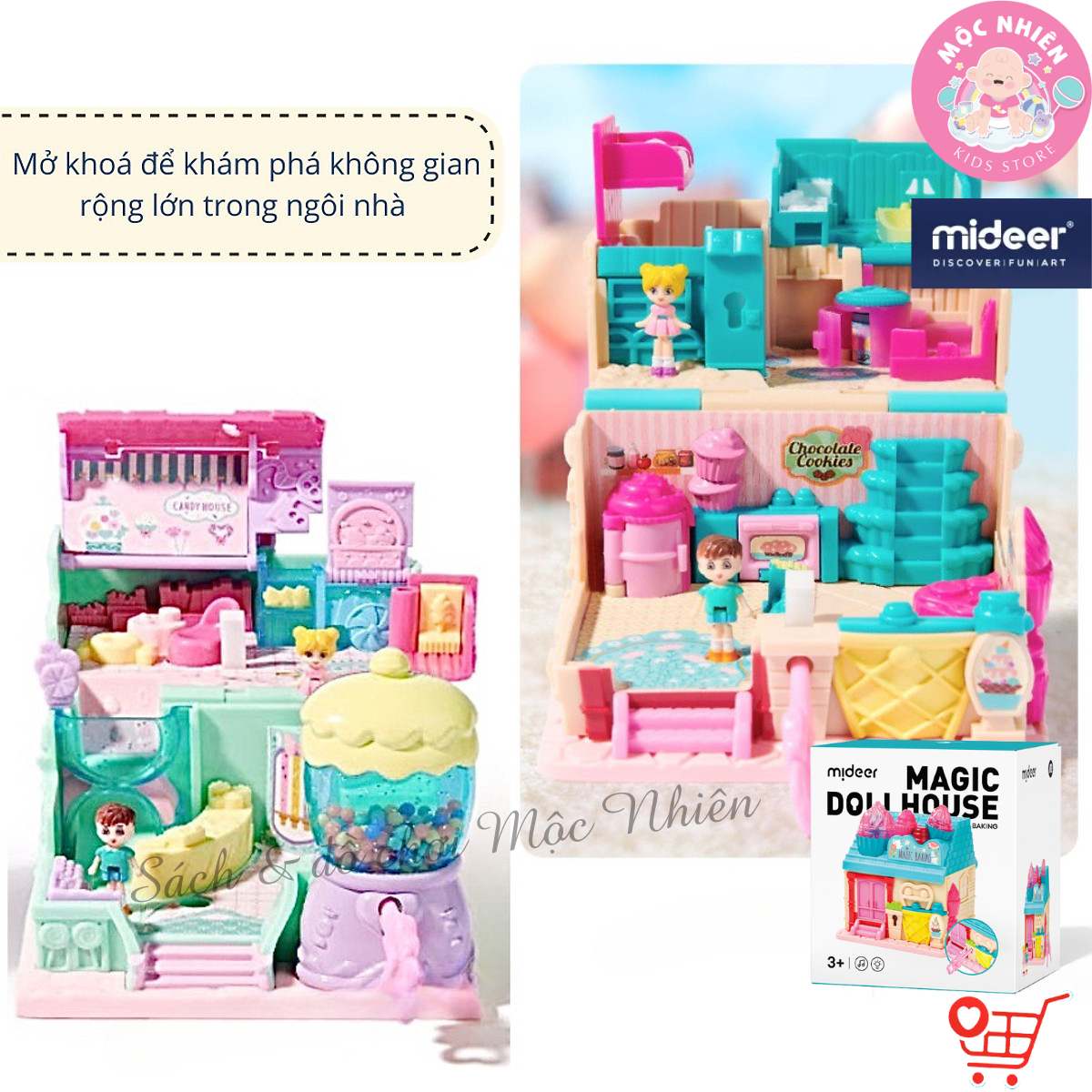 Nhà búp bê mini có âm thanh - Mideer Magic Dollhouse - Mô hình ngôi nhà kẹo ngọt cho bé gái 2 3 4 5 tuổi