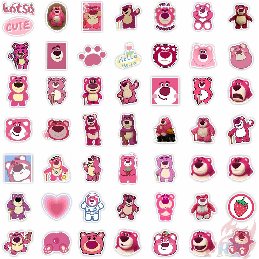 Sticker gấu dâu Lotso 30-60 hình khác nhau/ hình dán Lotso gấu dâu