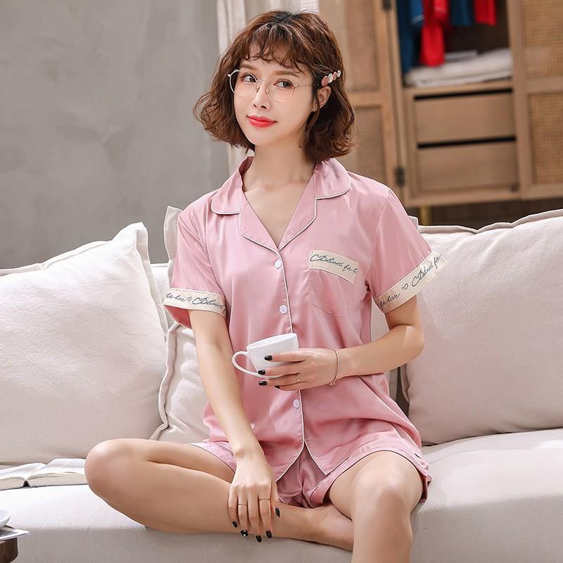 Pijama- Đồ Bộ Set Ngủ Lụa Cộc Cao Cấp Sang Chảnh Tay Áo Cách Điệu CCLP04