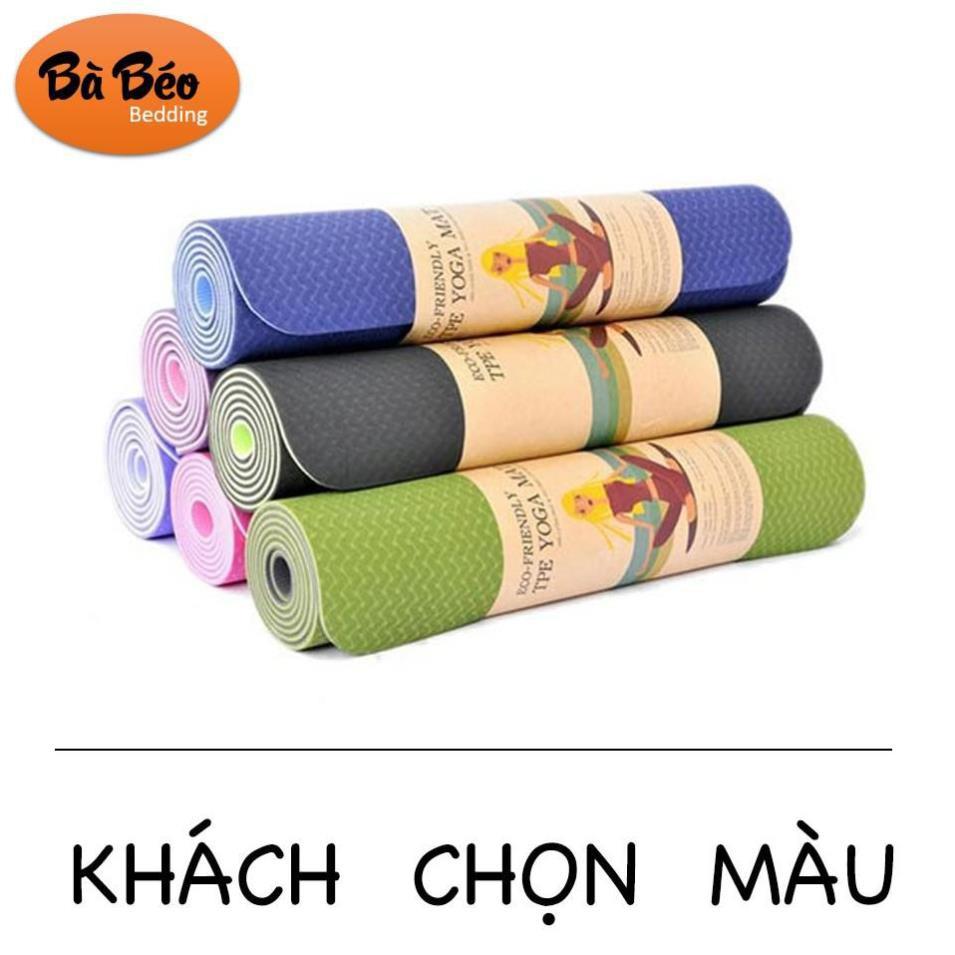 (Tặng Túi Đựng Thảm và dây buộc) THẢM TẬP YOGA TPE CAO CẤP 2 LỚP 6MM,