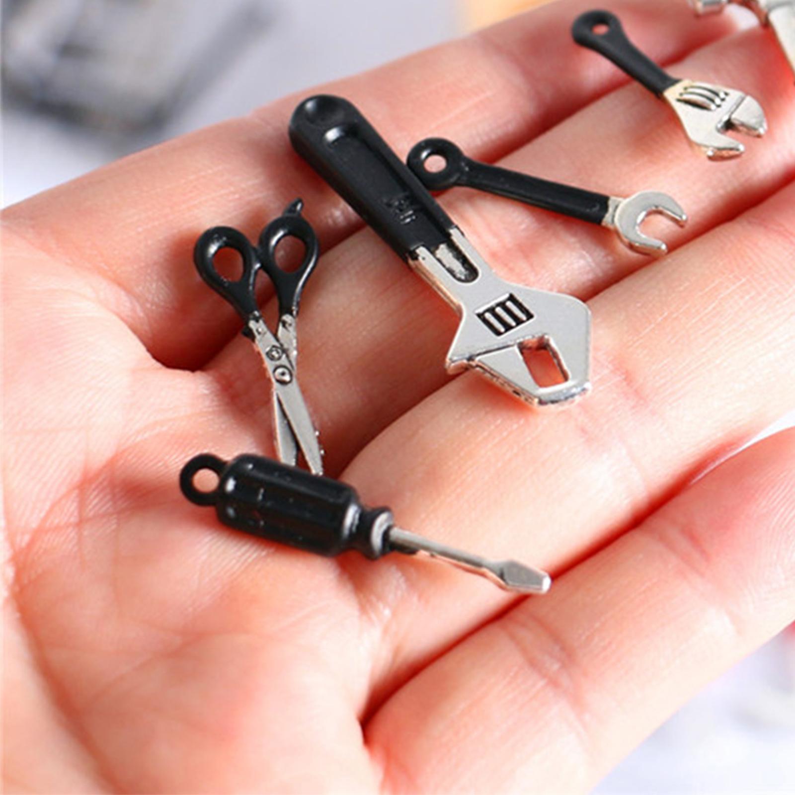 6x Simulation Dollhouse Repair Tools with Storage Case Dollhouse Decor Accessory Model Toys Life Scene 1/12 for Girls Kids Children Gifts