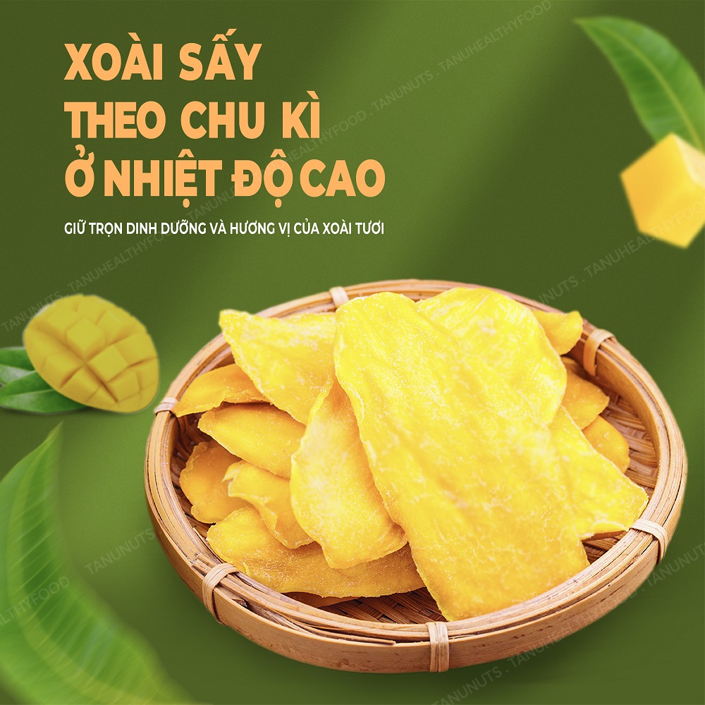 Xoài sấy dẻo TANU NUTS túi 400g, trái cây sấy tốt cho người ăn kiêng giảm cân.