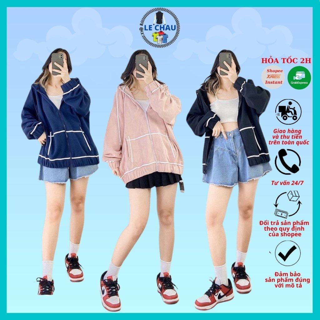 Áo khoác nỉ bông unisex form rộng hottrend phong cách street style nam nữ Hàn Quốc phối viền túi siêu xinh - Hồng freesize &lt; 60kg