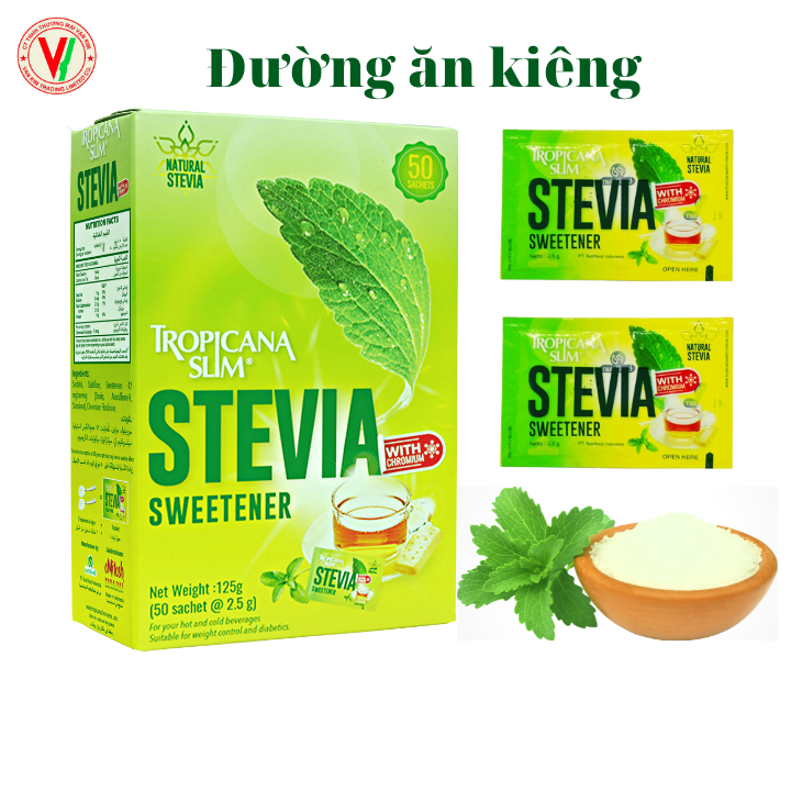 Đường Ăn Kiêng Tropicana Slim Stevia 125gr - Chiết Xuất Từ Lá Cỏ Ngọt Stevia 125g