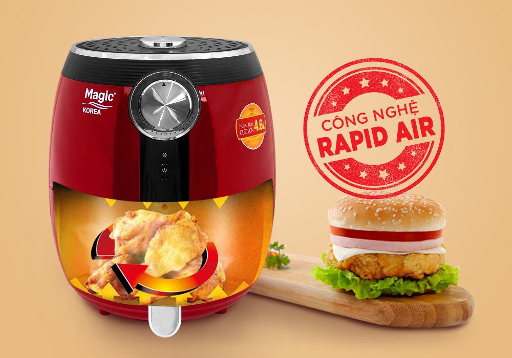 Nồi Chiên Không Dầu Magic A-802 Đỏ- Hàng Chính Hãng