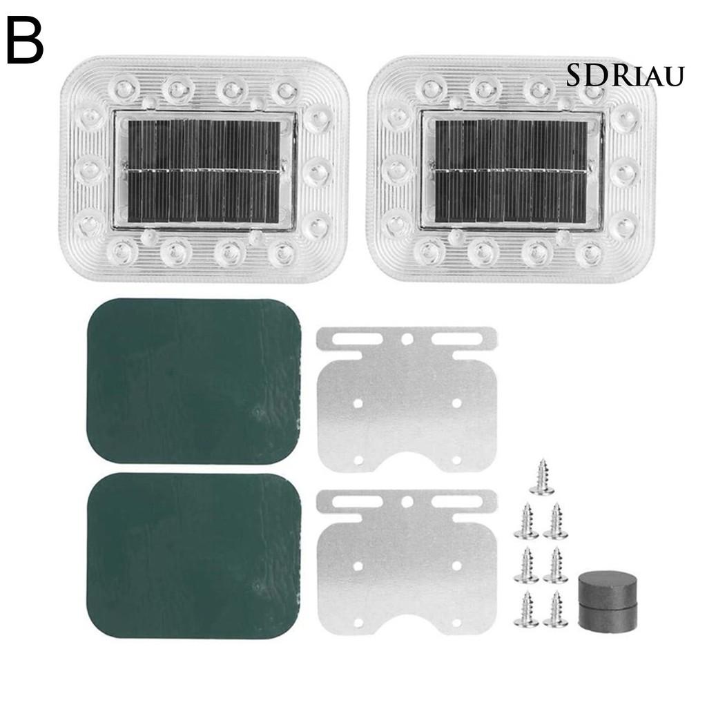 Set 2 Đèn Led Năng Lượng Mặt Trời Dc12-24V Dành Cho Xe Hơi Kèm Phụ Kiện