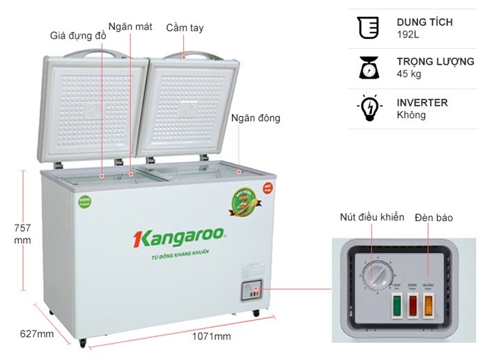 Tủ đông Kangaroo 192 lít KG266NC2