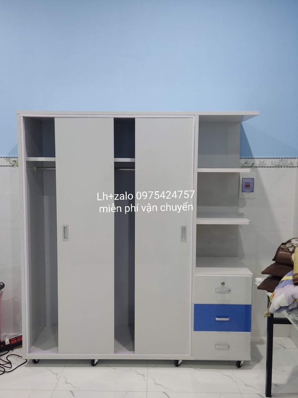 Tủ nhựa đài loan 3 cánh 1 kệ cửa lùa freeship