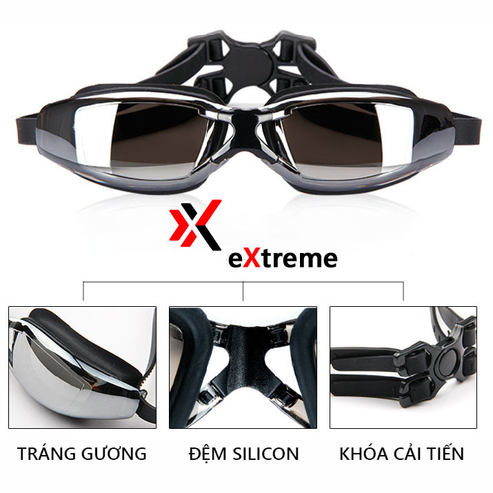 Hình ảnh Kính bơi tráng gương chống sương mờ, chống UV eXtreme KG1201, dây đeo mềm mại, thoải mái, thiết kế không trơn trượt, co giãn, thiết kế chuyên nghiệp