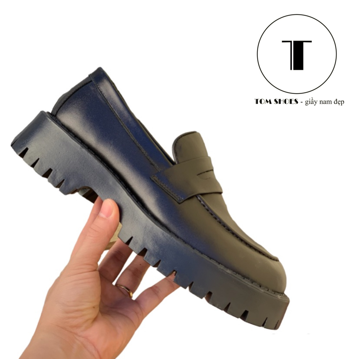 Giày đốc lười da bò mềm đế chunky 4,5cm, cam kết da bò thật 100%