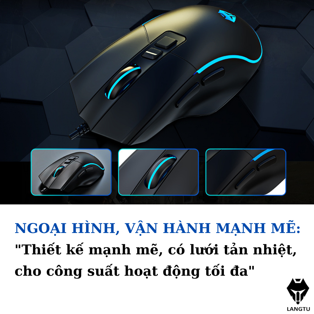 Chuột Máy Tính Langtu G1 Gaming/Văn Phòng Có Dây Kèm Đèn Led Hàng Chính Hãng