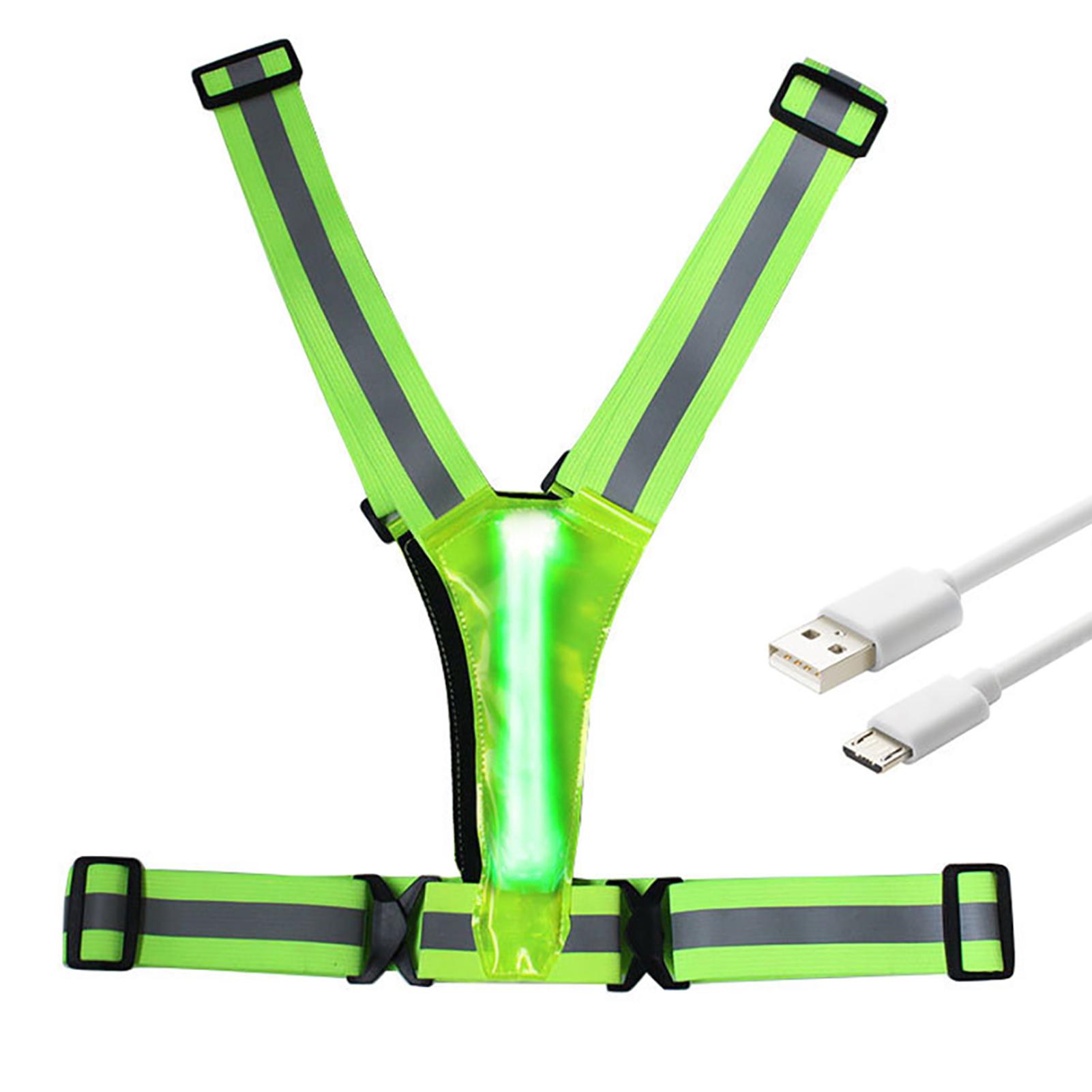 LED Reflective Vest USB Rechargeable LED Light Up Vest High Visibility Adjustable Running Vest Safety Night Running Gear