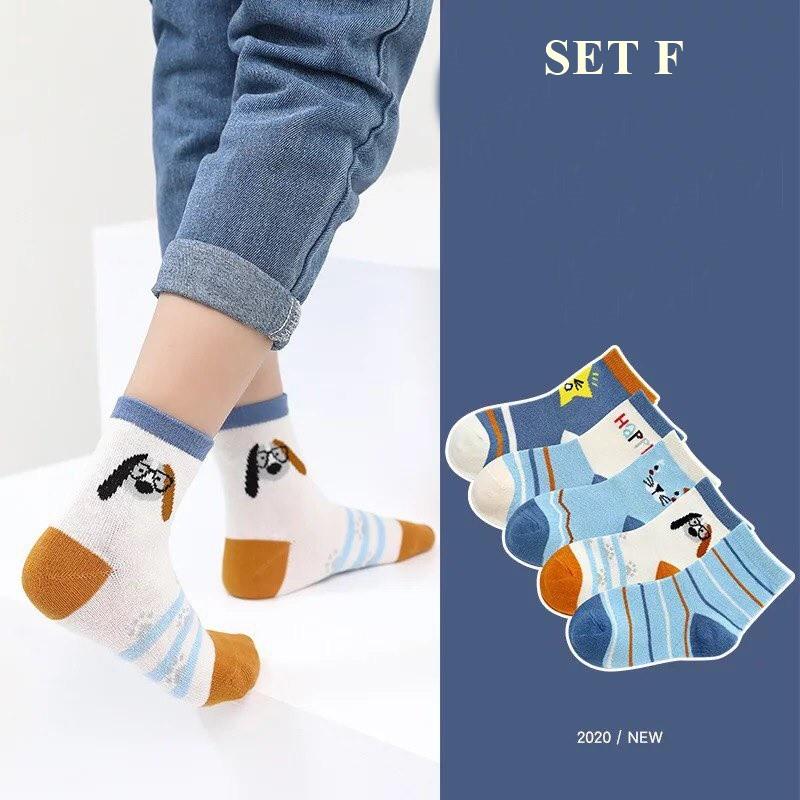 Set 5 Đôi Tất Cổ Cao Giữ Ấm Kèm Túi Zip Xịn Xò Mùa Đông Cho Bé Trai Và Bé Gái